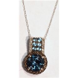 GOLD TOPAZ, QUARTZ, DIAMOND NECKLACE W/ COA