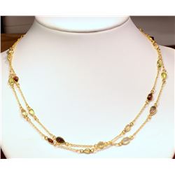 SS, GOLD GEMSTONE NECKLACE W/ COA