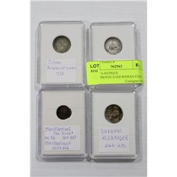 LOT OF 4-ANTIQUE UNAUTHENTICATED ROMAN COINS