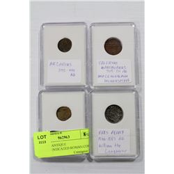 LOT OF 4-ANTIQUE UNAUTHENTICATED ROMAN COINS