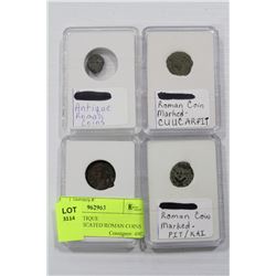 LOT OF 4-ANTIQUE UNAUTHENTICATED ROMAN COINS