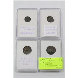 LOT OF 4-ANTIQUE UNAUTHENTICATED ROMAN COINS