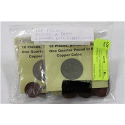 LOT OF 128 PCS(2 POUNDS) BRITISH PURE COPPER COINS