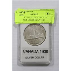 CANADA 1939 SILVER DOLLAR BRILLIANT UNCIRCULATED
