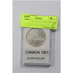 CANADA  1951 SILVER DOLLAR MINT STATE