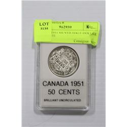 CANADA 1951 SILVER HALF-DOLLAR MINT STATE