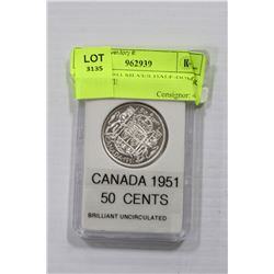 CANADA 1951 SILVER HALF-DOLLAR MINT STATE