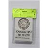 Image 1 : CANADA 1951 SILVER HALF-DOLLAR MINT STATE