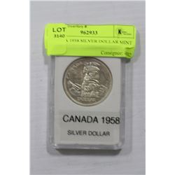 CANADA 1958 SILVER DOLLAR MINT STATE