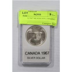 CANADA 1967 SILVER DOLLAR MINT STATE