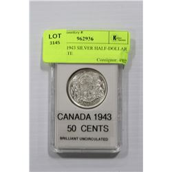 CANADA 1943 SILVER HALF-DOLLAR MINT STATE