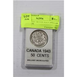 CANADA 1943 SILVER HALF-DOLLAR MINT STATE