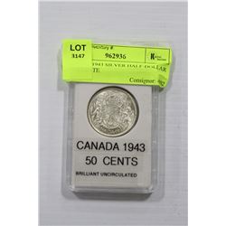 CANADA 1943 SILVER HALF-DOLLAR MINT STATE