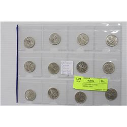 12PC SET CANADA SILVER QUARTERS PRE-1968
