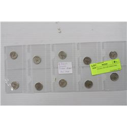 10PC CANADA SILVER DIMES PRE 1968