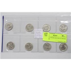8PC SET CANADA SILVER QUARTERS PRE-1968