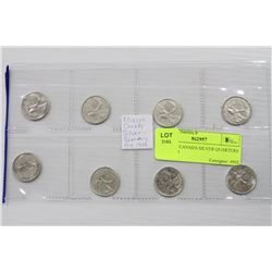 8PC SET CANADA SILVER QUARTERS PRE-1968
