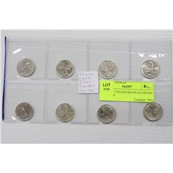 8PC SET CANADA SILVER QUARTERS PRE-1968