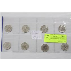 8PC SET CANADA SILVER QUARTERS PRE-1968