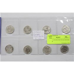 8PC SET CANADA SILVER QUARTERS PRE-1968