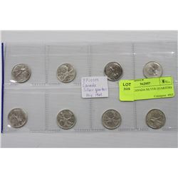 8PC SET CANADA SILVER QUARTERS PRE-1968