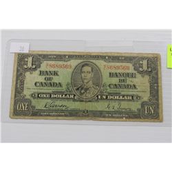 1937 BANK OF CANADA GORDON/TOWERS SIGNED $1 BANK