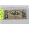 Image 1 : CONFEDERATE STATES OF AMERICA $5 DOLLAR BANK NOTE