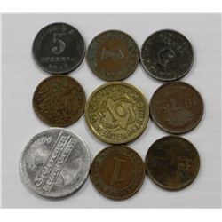 COLLECTION OF 10 ASSORTED GERMAN COINS 1904-1924