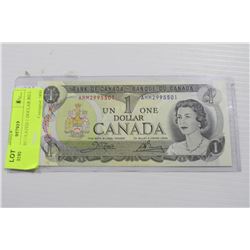 1973 UNCIRCULATED $1 CANADIAN DOLLAR BILL