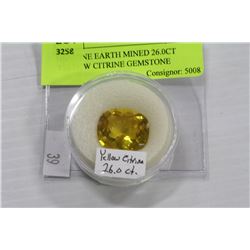 GENUINE EARTH MINED 26.0CT YELLOW CITRINE GEMSTONE