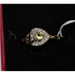 NATURAL CITRINE & CZ RING .925 SILVER SIZE 8.5