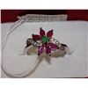 Image 1 : NATURAL RUBY & CZ RING .925 SILVER SIZE 9