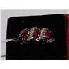 Image 1 : NATURAL RUBY & CZ RING .925 SILVER SIZE 9