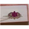 Image 1 : NATURAL RUBY AND CZ RING .925 SILVER SIZE 5.5