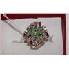 Image 1 : NATURAL RUBY,EMERALD AND CZ RING .925 SIZE 5.5