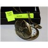 Image 1 : BRONZE POCKET WATCH WITH EAGLE FACE & LONG CHAIN