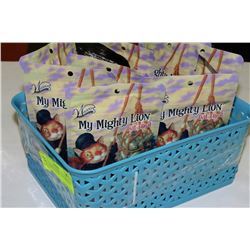 BLUE BASKET WITH 12 MY MIGHTY LION CAT TREATS