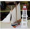 Image 1 : HANDMADE SAIL BOAT AND LIGHTHOUSE