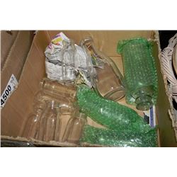 BOX OF VINTAGE MILK BOTTLES
