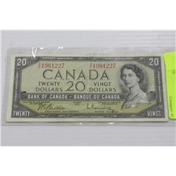 1954 CANADIAN TWENTY DOLLAR BANKNOTE