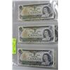 Image 1 : PAGE WITH THREE 1973 ONE DOLLAR BANKNOTES X2