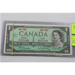 1967 CENTENNIAL ONE DOLLAR BANKNOTES X5