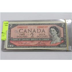 1954 TWO DOLLAR BANKNOTES X5