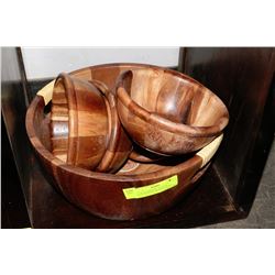 SET OF AUTHENTIC ACACIA COLLECTION OF WOODEN BOWLS