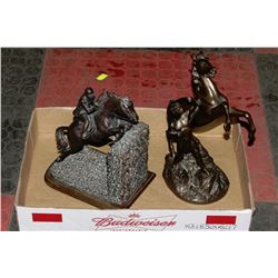 TWO SIGNED BRONZE STATUES - TAIL BROKEN