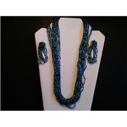 VINTAGE GLASS MULTI STRAND  NECKLACE