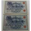 Image 1 : TWO UNC GERMAN 1908 100 MARK BANKNOTES