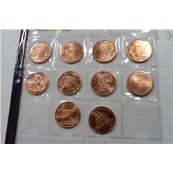 SET OF 10-1OZ COPPER COINS ZOMBIE BUFFALO X10