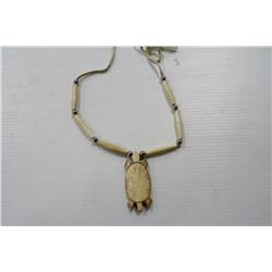 GENUINE BONE AND DEER SKIN NECLACE