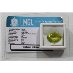 NATURAL CITRINE 16 CT WITH COA